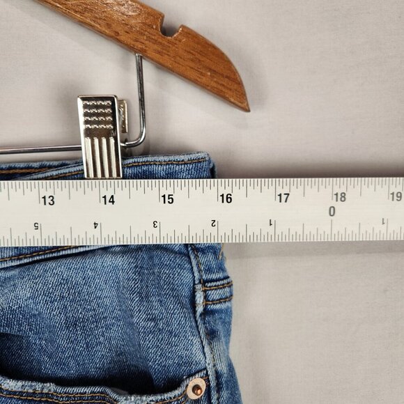 Old Navy Denim Cuffed Shorts Women's 8 Mid Rise Blue Button Fly Distressed - Picture 3 of 7